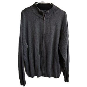 Consensus Men's XL Gray Full Zip Long Sleeve Cardigan Classic Eclectic Grandpa